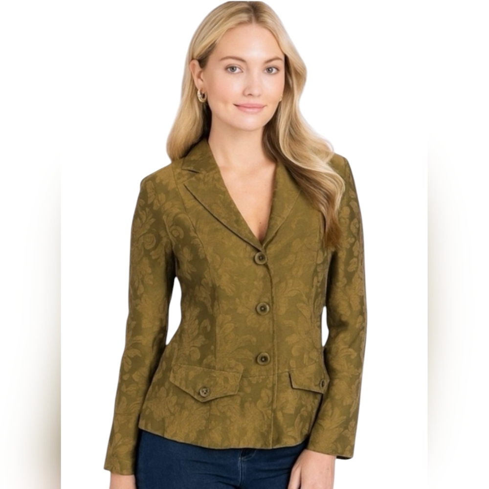 Tommy Bahama Silk Blend 3-Button Floral Blazer Tea Leaf Green Size M NWT